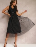 elsa.m by may Rochie neagră de tul evazată cu dantelă Phyvana