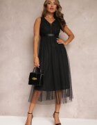 elsa.m by may Rochie neagră de tul evazată cu dantelă Phyvana