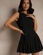 elsa.m by may Rochie Neagră Decorată cu Pliuri Tureana