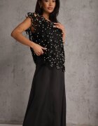 elsa.m by may Rochie neagră din bumbac și vâscoză Slip Dress cu bolero decorativ Sagossia
