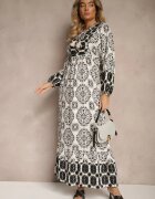 elsa.m by may Rochie neagră din viscoză decorată cu legătură și volan Efamarea