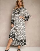 elsa.m by may Rochie neagră din viscoză decorată cu legătură și volan Efamarea