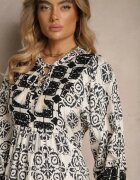 elsa.m by may Rochie neagră din viscoză decorată cu legătură și volan Efamarea