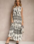 elsa.m by may Rochie Neagră Evazată din Viscoză Legată la gât cu Imprimeu Paisley Nreadia
