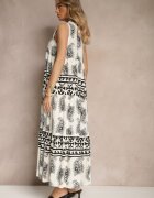 elsa.m by may Rochie Neagră Evazată din Viscoză Legată la gât cu Imprimeu Paisley Nreadia