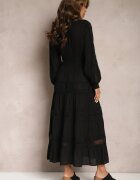 elsa.m by may Rochie Neagră Maxi cu inserții ajurate și decolteu triunghiular Fanuelis