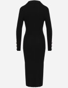 elsa.m by may Rochie neagră maxi reiată croi mulat cu nasturi și decupaj Inelia