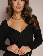 elsa.m by may Rochie Neagră Mulată Decorată cu Decupaj Abdominal și Zirconii Odia