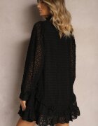 elsa.m by may Rochie Neagră Perforată Mini cu croială evazată și volane Beline