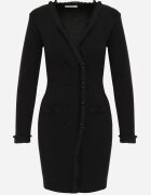 elsa.m by may Rochie Neagră tip pulover cu franjuri decorative și nasturi Opleria