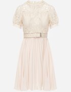 elsa.m by may Rochie Plisată Bej cu Centură și Dantelă Stelly