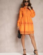 elsa.m by may Rochie Portocalie Din Dantelă cu Decolteu Decorativ Sweeney