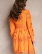 elsa.m by may Rochie Portocalie Din Dantelă cu Decolteu Decorativ Sweeney