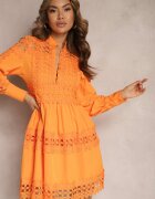 elsa.m by may Rochie Portocalie Din Dantelă cu Decolteu Decorativ Sweeney