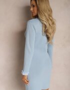elsa.m by may Rochie Pulover Albastră cu Franjuri Decorative și Nasturi Opleria