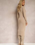elsa.m by may Rochie Pulover Bej Mulată cu Decupaj și Legătură în Față Keriana
