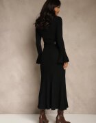 elsa.m by may Rochie Pulover Neagră Longsleeve cu Viscoză cu Curea cu Cataramă Scoică Retine