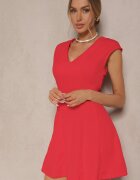elsa.m by may Rochie Roșie Cambrată cu poale evazate Elliara