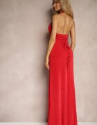 elsa.m by may Rochie roșie cu decolteu Halter și drapaj în formă de trandafir Tarithia