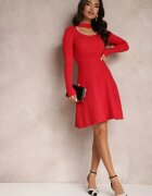 elsa.m by may Rochie roșie cu Decupaj la Decolteu cu Zirconii și Perle Hili