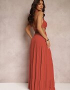 elsa.m by may Rochie Roșu Deschis Cloș din Viscoză cu Legătură și Decupaje Kailen