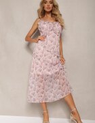 elsa.m by may Rochie Roz deschis cu bretele cu decolteu triunghiular și volane decorative Rieviana