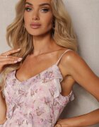 elsa.m by may Rochie Roz deschis cu bretele cu decolteu triunghiular și volane decorative Rieviana