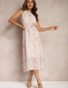 elsa.m by may Rochie Roz deschis Evazată De seară cu Decolteu Halter și Broșă în formă de floare Previiana