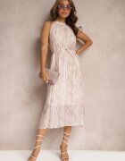 elsa.m by may Rochie Roz deschis Evazată De seară cu Decolteu Halter și Broșă în formă de floare Previiana