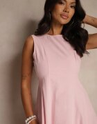 elsa.m by may Rochie Roz Evazată cu Viscoză și Bumbac și Crapatură pe Picior Saravisse