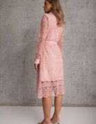 elsa.m by may Rochie Roz Evazată Midi Decorată cu Dantelă cu Cordon în Talie Sailla