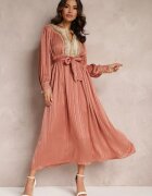 elsa.m by may Rochie Roz închis Metalică cu Decolteu Decorativ și Curea Adyson