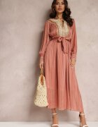 elsa.m by may Rochie Roz închis Metalică cu Decolteu Decorativ și Curea Adyson