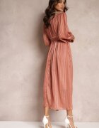 elsa.m by may Rochie Roz închis Metalică cu Decolteu Decorativ și Curea Adyson