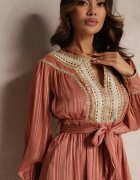elsa.m by may Rochie Roz închis Metalică cu Decolteu Decorativ și Curea Adyson