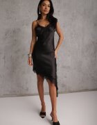 elsa.m by may Rochie Satinată Asimetrică Neagră cu Dantelă Monoria