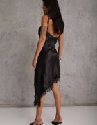 elsa.m by may Rochie Satinată Asimetrică Neagră cu Dantelă Monoria