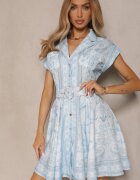 elsa.m by may Rochie tip cămașă Albastră din Viscoză cu Curea cu Cataramă Nitalana