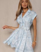 elsa.m by may Rochie tip cămașă Albastră din Viscoză cu Curea cu Cataramă Nitalana