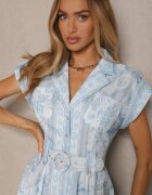elsa.m by may Rochie tip cămașă Albastră din Viscoză cu Curea cu Cataramă Nitalana
