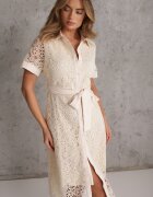 elsa.m by may Rochie tip cămașă Bej deschis dantelată cu Mânecă scurtă și Cordon tip șnur Noralia