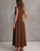 elsa.m by may Rochie Tip Cămașă Maro Fără Mâneci cu Curea și Cataramă Metalică Thespiphia