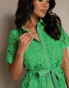 elsa.m by may Rochie tip cămașă midi Verde cu ajur Tatrasi