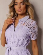 elsa.m by may Rochie tip cămașă Midi Violetă cu broderie ajurată Tatrasi