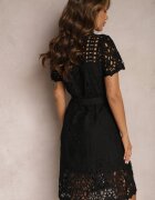elsa.m by may Rochie Tip cămașă Negru Midi cu decor ajurat Tatrasi