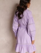 elsa.m by may Rochie Tip Cămașă Violetă cu nasturi de perle și inserții din dantelă Shyanne