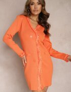 elsa.m by may Rochie tip pulover Portocalie cu Franjuri și Nasturi Decorativi Opleria