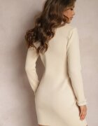 elsa.m by may Rochie tricotată bej cu franjuri decorativi și nasturi Opleria