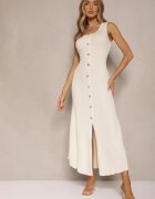 elsa.m by may Rochie tricotată Bej deschis din Viscoză Decorată cu nasturi Lunioris
