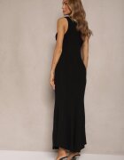 elsa.m by may Rochie Tricotată Neagră din Vâscoză Decorată cu nasturi Lunioris